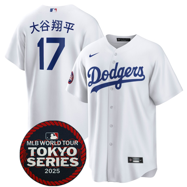 Men's White Los Angeles Dodgers #17 大谷翔平 2025 World Tour: Tokyo Series Home Stitched Baseball Jersey